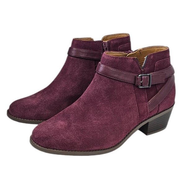 Vionic Womens Farrah Ankle Bootie, Port Wine, Suede, Comfort, Size 7.5 - Picture 1 of 10